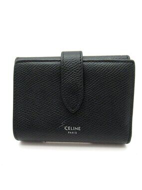 Celine Fine Strap Wallet Leather Black